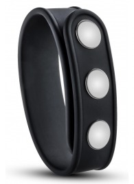 Черное эрекционное кольцо на кнопках - Blush Novelties - в Одинцово купить с доставкой