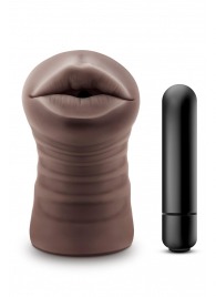 Коричневый мастурбатор-ротик Krystal Vibrating Masturbator - Blush Novelties - в Одинцово купить с доставкой