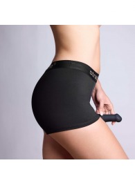 Черные трусики-боксеры для фиксации насадок Strap-on-me Harness Lingerie Allure - size XS - Strap-on-me - купить с доставкой в Одинцово