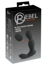 Черная анальная пробка с вибрацией, вращением и пультом ДУ RC Butt Plug with 2 Functions - Orion - в Одинцово купить с доставкой