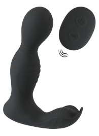 Черная анальная пробка с вибрацией, вращением и пультом ДУ RC Butt Plug with 2 Functions - Orion - в Одинцово купить с доставкой