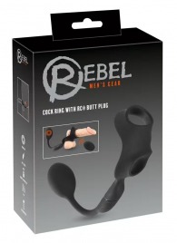 Черное виброкольцо с анальной пробкой Cock Ring with RC Butt Plug - Orion - в Одинцово купить с доставкой