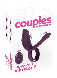 Фиолетовая насадка на член с клиторальным отростком и пультом ДУ RC Couple’s Vibrator 2 - Orion - в Одинцово купить с доставкой