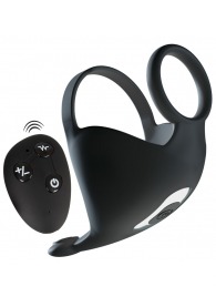 Черная вибронасадка для эрекции и стимуляции мошонки Cock ring with RC ball massager - Orion - в Одинцово купить с доставкой