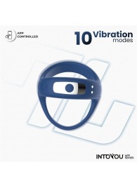 Синее интерактивное эрекционное виброкольцо Rank - Intoyou - в Одинцово купить с доставкой