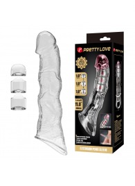 Прозрачный фаллоудлинитель с 3 вставками - 28 см. - Baile - в Одинцово купить с доставкой