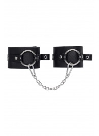 Черные оковы из толстой кожи с люверсами - Pecado - купить с доставкой в Одинцово