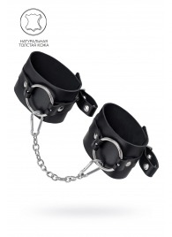 Черные оковы из толстой кожи с люверсами - Pecado - купить с доставкой в Одинцово