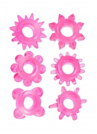 Набор из 6 розовых эрекционных колец с различным рельефом - Erowoman-Eroman - в Одинцово купить с доставкой