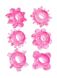 Набор из 6 розовых эрекционных колец с различным рельефом - Erowoman-Eroman - в Одинцово купить с доставкой