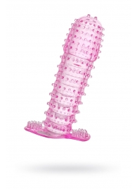 Гелевая розовая насадка с шипами - 12 см. - Toyfa Basic - в Одинцово купить с доставкой