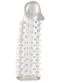 Прозрачная насадка на половой член с закрытой головкой и шипами - 12,5 см. - Toyfa Basic - в Одинцово купить с доставкой