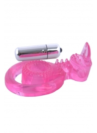 Розовая вибронасадка со стимулятор клитора   Язычок - Toyfa Basic - в Одинцово купить с доставкой