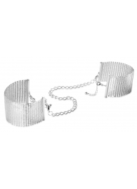 Серебристые наручники-браслеты Desir Metallique Handcuffs - Bijoux Indiscrets - купить с доставкой в Одинцово