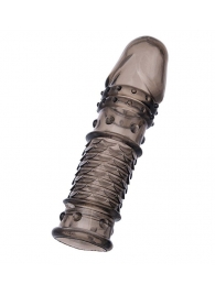 Дымчатая закрытая насадка ToyFa XLover с чешуйками и пупырышками - 13,5 см. - ToyFa - в Одинцово купить с доставкой