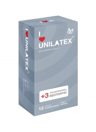 Презервативы с рёбрами Unilatex Ribbed - 12 шт. + 3 шт. в подарок - Unilatex - купить с доставкой в Одинцово