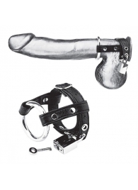 Утяжка на пенис на замочке Duo Cock And Ball Lock - BlueLine - купить с доставкой в Одинцово