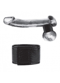 Чёрная утяжка на мошонку 1  Velcro Ball Stretcher - BlueLine - купить с доставкой в Одинцово