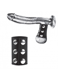 Чёрная утяжка на кнопках 100% PVC STRAP WITH METAL SNAP - BlueLine - купить с доставкой в Одинцово