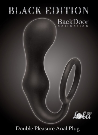 Чёрное эрекционное кольцо с анальной пробкой Double Pleasure Anal Plug - Lola Games - в Одинцово купить с доставкой