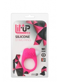 Розовое эрекционное кольцо с щеточкой LIT-UP SILICONE STIMU RING 5 - Dream Toys - в Одинцово купить с доставкой