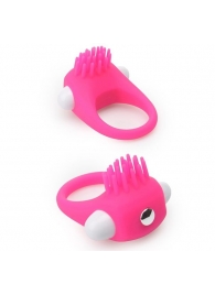 Розовое эрекционное кольцо с щеточкой LIT-UP SILICONE STIMU RING 5 - Dream Toys - в Одинцово купить с доставкой