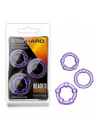 Набор из 3 фиолетовых эрекционных колец Stay Hard Beaded Cockrings - Blush Novelties - в Одинцово купить с доставкой