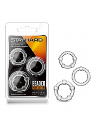 Набор из 3 прозрачных эрекционных колец Stay Hard Beaded Cockrings - Blush Novelties - в Одинцово купить с доставкой