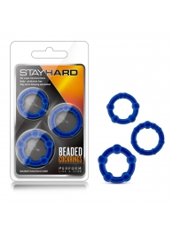 Набор из 3 синих эрекционных колец Stay Hard Beaded Cockrings - Blush Novelties - в Одинцово купить с доставкой