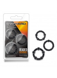 Набор из 3 чёрных эрекционных колец Stay Hard Beaded Cockrings - Blush Novelties - в Одинцово купить с доставкой