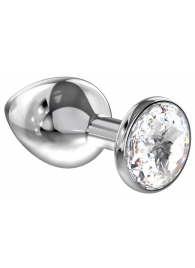 Большая серебристая анальная пробка Diamond Clear Sparkle Large с прозрачным кристаллом - 8 см. - Lola Games - купить с доставкой в Одинцово