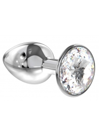 Малая серебристая анальная пробка Diamond Clear Sparkle Small с прозрачным кристаллом - 7 см. - Lola Games - купить с доставкой в Одинцово