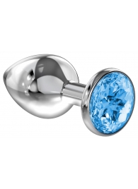 Большая серебристая анальная пробка Diamond Light blue Sparkle Large с голубым кристаллом - 8 см. - Lola Games - купить с доставкой в Одинцово