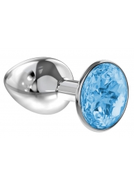 Малая серебристая анальная пробка Diamond Light blue Sparkle Small с голубым кристаллом - 7 см. - Lola Games - купить с доставкой в Одинцово