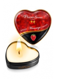 Массажная свеча с ароматом клубники Bougie Massage Candle - 35 мл. - Plaisir Secret - купить с доставкой в Одинцово