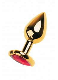 Золотистая анальная пробка с кристаллом-сердцем - 7,5 см. - ToyFa - купить с доставкой в Одинцово