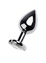 Серебристая анальная пробка с прозрачным кристаллом-сердцем - 8 см. - ToyFa - купить с доставкой в Одинцово