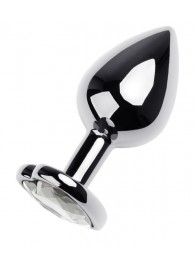 Серебристая анальная пробка с прозрачным кристаллом-сердцем - 8 см. - ToyFa - купить с доставкой в Одинцово