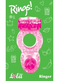 Розовое эрекционное кольцо с вибрацией Rings Ringer - Lola Games - в Одинцово купить с доставкой
