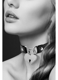 Черный чокер с замком в форме сердца - Bijoux Pour Toi - купить с доставкой в Одинцово