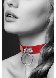 Красный узенький чокер с кольцом - Bijoux Pour Toi - купить с доставкой в Одинцово
