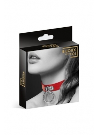 Красный узенький чокер с кольцом - Bijoux Pour Toi - купить с доставкой в Одинцово
