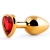 Золотистая анальная пробка с красным стразом-сердечком - 8 см. - Anal Jewelry Plug - купить с доставкой в Одинцово