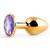 Золотистая анальная пробка с фиолетовым стразом - 7,2 см. - Anal Jewelry Plug - купить с доставкой в Одинцово