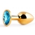 Золотистая анальная пробка с голубым стразом - 7,2 см. - Anal Jewelry Plug - купить с доставкой в Одинцово