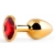 Золотистая анальная пробка с красным стразом - 7,2 см. - Anal Jewelry Plug - купить с доставкой в Одинцово
