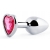 Серебристая анальная пробка с розовым кристаллом-сердечком - 7 см. - Anal Jewelry Plug - купить с доставкой в Одинцово