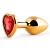 Золотистая анальная пробка с красным стразом-сердечком - 7 см. - Anal Jewelry Plug - купить с доставкой в Одинцово