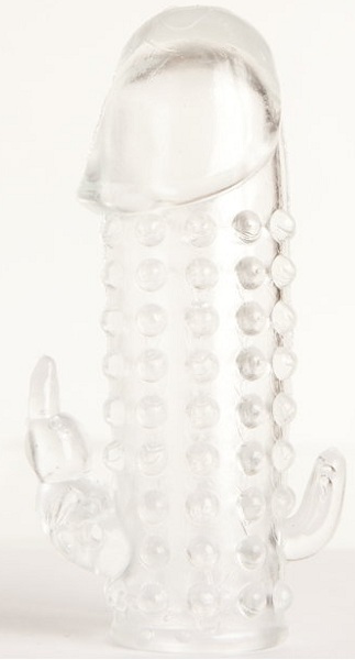 Гелевая прозрачная насадка с 2 отростками - 13 см. - Toyfa Basic - в Одинцово купить с доставкой