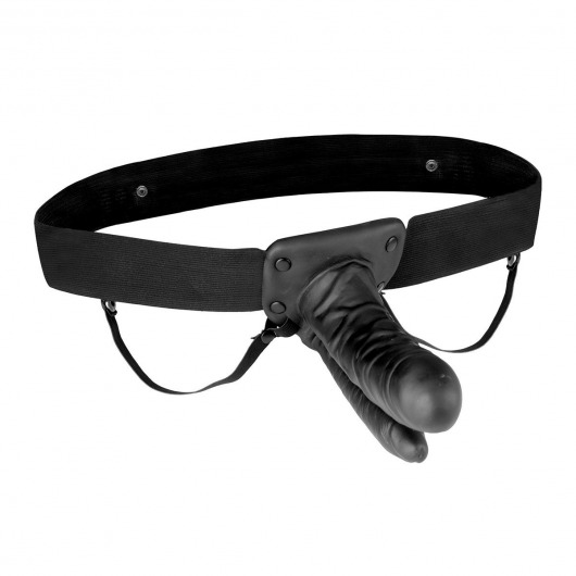 Полый страпон с двумя отростками и вибрацией Unisex Vibrating Hollow Strap-On Double Penetrating Dildo - 17,8 см. - Lux Fetish - купить с доставкой в Одинцово